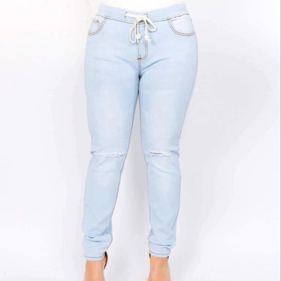 Juniors Light Denim Skinny Joggers - Picture 1 of 3